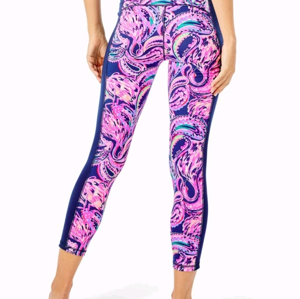 Lilly Pulitzer Weekender Leggings Luxletic Small High Rise Midi Flock To The Top